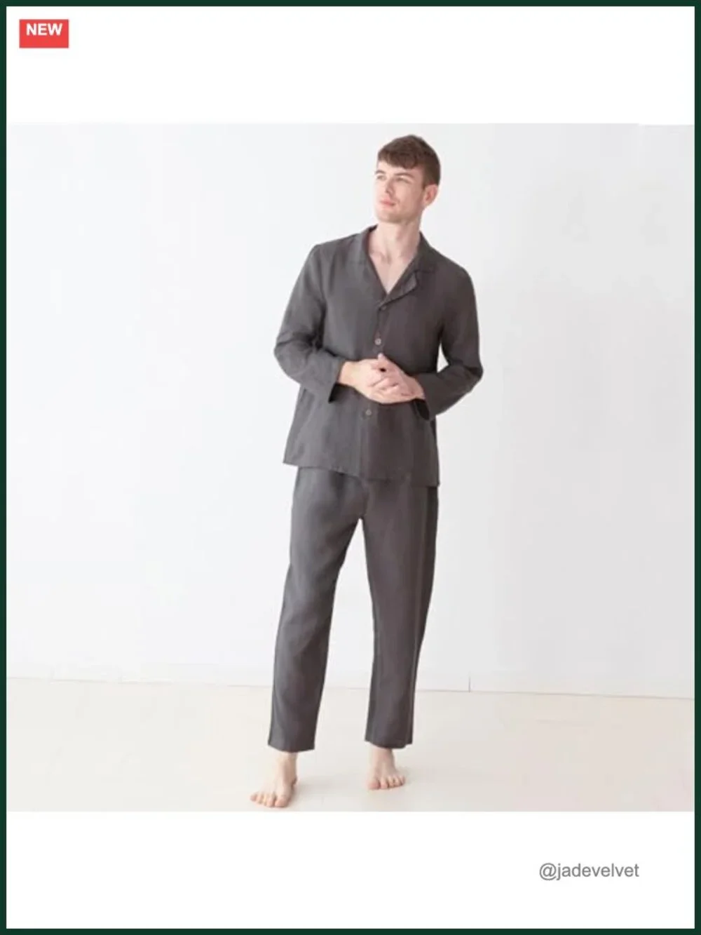 Men's Linen Pajama Set - 2 Piece Sleepwear Loungewear